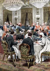 La reina de Italia Elena de Montenegro ofreció un suntuoso banquete a 140 mutilados de guerra del Hospital del Quirinal. Los invitados almorzaron con los soberanos, los príncipes, el duque de Génova, la duquesa de Aosta y el general Diaz.