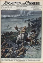Segunda Guerra Sino-Japonesa (1937-1945): enfrentamientos en campos de arroz cerca de Shanghái. Ilustración de Achille Beltrame en 