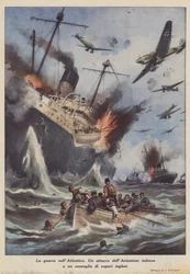 La guerra en el Atlántico (litografía en color)