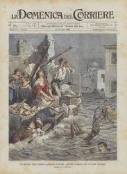 Un episodio de las terribles inundaciones en Sicilia, habitantes de Modica que piden ayuda