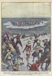 Un campo de hielo a la deriva sobre las olas