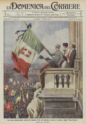 Una escena inolvidable, en la hora del desafío, el Rey, desde el Quirinal, ondea la tricolor y grita ¡Viva Italia!