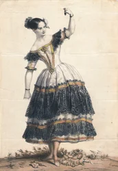 Fanny Elssler como Florinda en el baile La Cachucha del ballet Le Diable boiteux, 1836