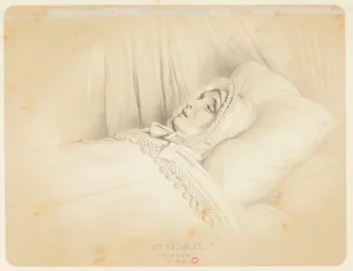 Madame Récamier (Juliette Récamier) en su lecho de muerte el 11 de mayo de 1849