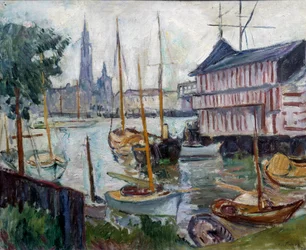 Estanque con barcas de pesca Pintura de Achille-Emile (Achille Emile) Othon Friesz (1879-1949) Siglo XX El Havre, Museo de Bellas Artes