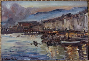 Vista del puerto de Tolón siglo XX (óleo sobre lienzo)