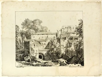 Paisaje con ruinas y viaducto