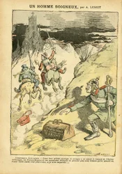 Ilustración de Achille Lemot (1846-1909) en Le Pèlerin, 28/05/05 - Un hombre prudente - Anticlericalismo, cuestiones sociales, colonización, colonialismo, masonería, Oriente, religión, fe, Bloque de Izquierdas, socialismo, protectorado del catolicismo