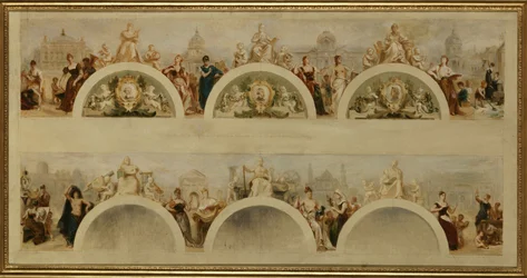 La ciudad de París ofrece a todas las naciones la hospitalidad de sus escuelas de arte, museos y establecimientos científicos - Boceto para el vestíbulo del Hôtel de Ville de Paris