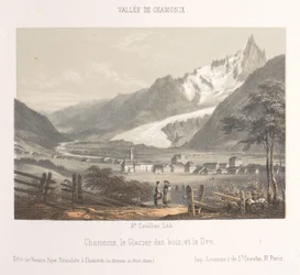 Vista de la Aiguille de Bionnassay con gletsjer
Aiguille et Glacier de Bionnassay (título en el objeto)
Herinnering aan Chamonix-Mont-Blanc (título de la serie)
Museum du Mont-Blanc (título de la serie en el objeto)