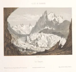 Vista de la playa de Mer-de-Glace en Les Bois y Les Tines
Claciers des Bois, de Les Tines (título en el objeto)
Herinnering aan Chamonix-Mont-Blanc (título de la serie)
Museum du Mont-Blanc (título de la serie)