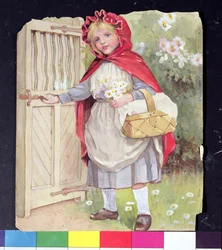 Caperucita Roja en la puerta del jardín