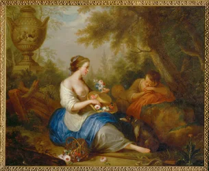 Escena erótica (pintura sobre cobre)
