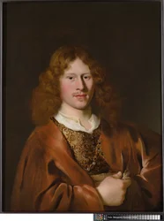 Retrato de hombre vestido de fantasía, probablemente Hendrick Hooft (1617-1678), c.1644-66 (óleo sobre tabla)