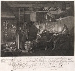 La casa de Filemón y Baucis, grabado por el Conde Hendrik Goudt (1585-1630)