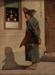 Soldado en la tienda de dentaduras