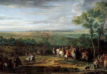 Llegada de Luis XIV al campamento frente a Maestricht (actual ciudad de Maastricht) en junio de 1673