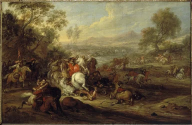 Choque de caballería o combate de caballería, entre 1652 y 1690 (óleo sobre lienzo)