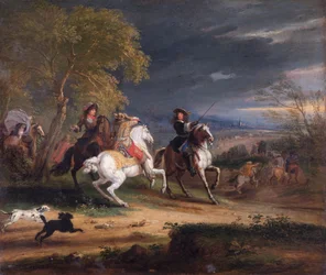 Generales franceses llegando ante una ciudad