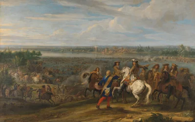 Luis XIV cruzando a los Países Bajos en Lobith
Luis XIV cruzando el Rin en el peaje de Lobith, 12 de junio de 1672