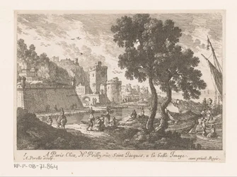Vista al puerto con dos árboles Paisajes costeros (título de la serie)