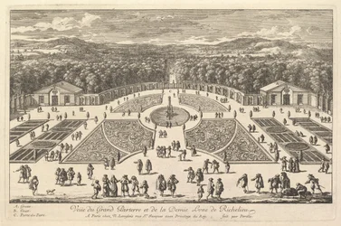 Vista del Gran Parterre y de la Media Luna de Richelieu, siglo XVII