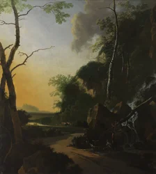 Paisaje italianizante con pescadores de cangrejos