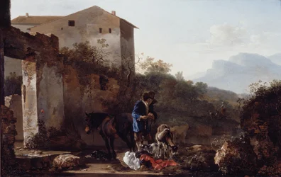 Paisaje con un cabrero, c.1650 (óleo sobre tabla)