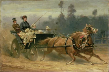 Madame Celestine Nichols conduciendo en Richmond Park con sus nietos, 1879