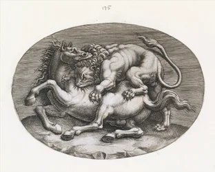 Speculum Romanae Magnificentiae: León atacando a un caballo