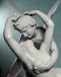 Amor y Psique (detalle). Escultura de mármol de Adamo Tadolini, basada en la obra de Antonio Canova