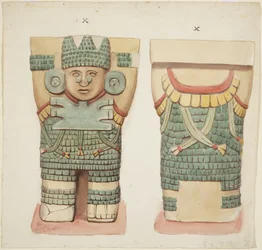 Cariatide X, mostrando vistas frontal y trasera