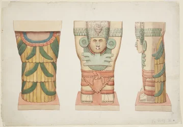 Cariátide de la cámara exterior, Templo A, juego de pelota, Chichen Itzá