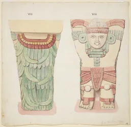 Cariátide de la cámara exterior, Templo A, cancha de pelota, Chichen Itza, México