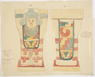 Cariatide de la cámara exterior, Templo Superior de los Jaguares (Templo A), juego de pelota, Chichen Itzá