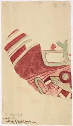 Copia de un fragmento de una pintura mural de Teotihuacán, Estado de México