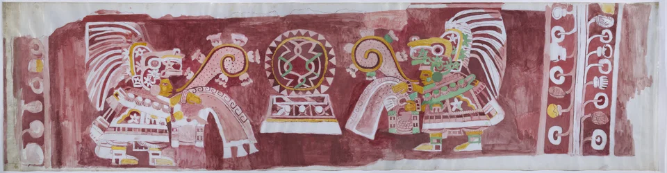 Copia de una pintura mural de la Casa de Barrios en Teopancaxco, Teotihuacán, Estado de México