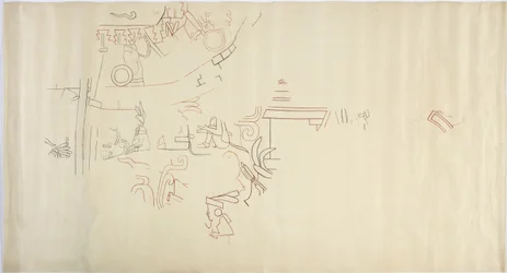 Calco de una pintura mural de la Casa de las Monjas, Chichen Itza, México