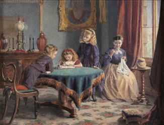 Su primera carta (acuarela)