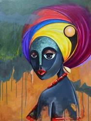 Mujer africana vestida con colores vivos