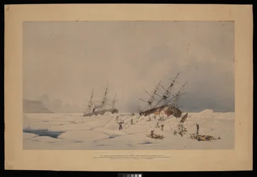 H.M.S. Phoenix y el Breadalbane en el momento en que el último fue aplastado y hundido...