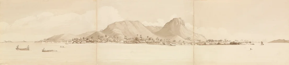 Panorama de Raiatea, 1 de septiembre de 1849. Tahaa a la derecha [Islas de la Sociedad]".