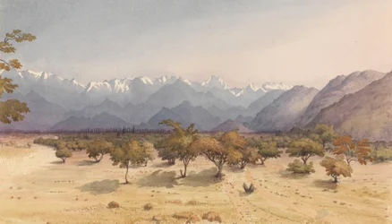 Dos leguas de Santa Rosa [Chile], 14 de enero de 1851 [con los Andes y el Aconcagua]".