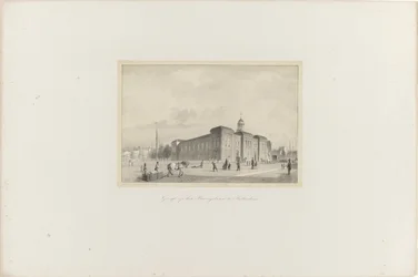Vista del Beursgebouw en Rotterdam, 1854 Vista del Beursgebouw en Rotterdam (título sobre objeto) La Sociedad para la Promoción de Toonkunst, su Festival de Música y la ciudad de Rotterdam. memoria del año 1854 (título de serie sobre objeto)