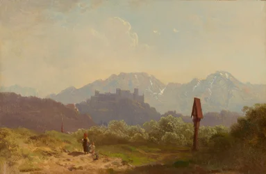 Lote cerca de Salzburgo con vista a la Fortaleza de Hohensalzburg y el Untersberg que se eleva detrás de ella