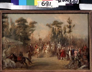La caza del zar en el siglo XVI. Obra de Adolf Carlomagno (1826-1901). Óleo sobre cartón