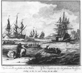 «Navegar entre los hielos y buscar la ballena» (n.º 1 de la serie sobre la caza de ballenas)