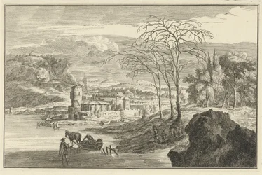 Paisaje de invierno con vistas a una ciudad. Paisajes italianos y alemanes (título de la serie)