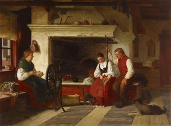 Junto a la chimenea, una escena de cortejo de Ostrobotnia