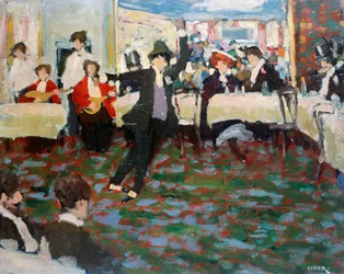 Maurice Chevalier, de Adolfo Levier (1873-1953), óleo sobre cartón, 49x60 cm. Italia, siglo XX.